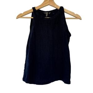 Banana Republic 100% Linen summer navy blue tank top women's size XS cooling